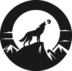 Mountain with wolf vector