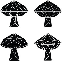 Mushroom Silhouette Vector Set Wild Fungi Clipart for Print and Nature Design