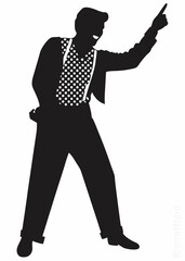 Obraz premium Retro man have fun and point the finger, vector image
