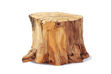 Tree Stump/ Illustration of a cartoon big tree stump with roots and some blades of grass