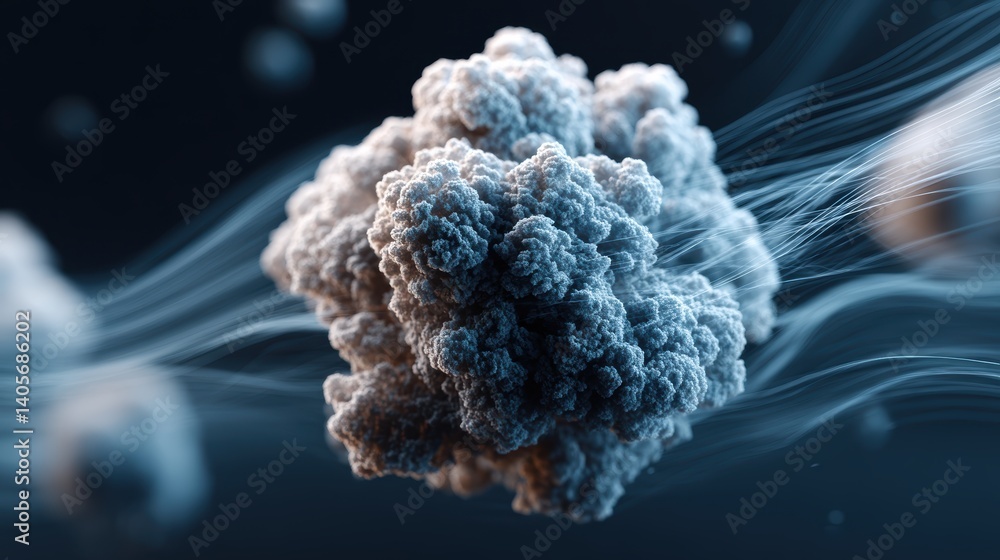 Poster close-up of abstract 3d cloud with dynamic light and textures