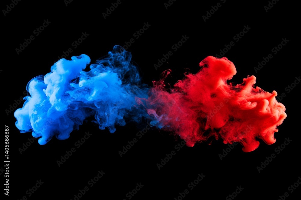 Aufkleber abstract ink swirling in a contrasting blue and red color scheme. a mesmerizing display of color mix