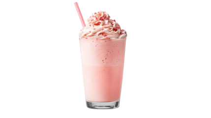 Pink perfection, a glass of refreshing chilled beverage with whipped cream and straw