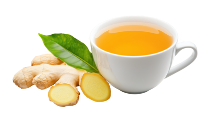 Warmth in a cup, soothing tea infused with ginger root and fresh leaf for wellness