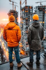 Construction Workers Rooftop View