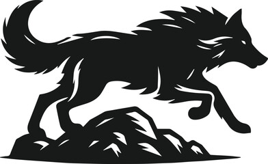 Mountain with wolf vector