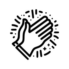 Obraz premium Hand clapping in celebration against a festive backdrop, outline icons 