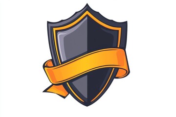 Stylish shield emblem with decorative ribbon