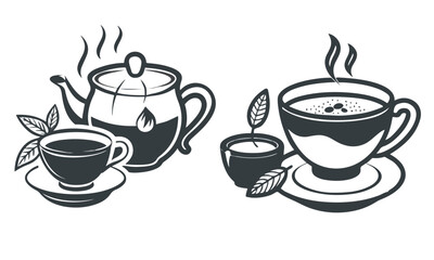 Tea and coffee cup set icon