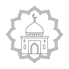 vector line art  illustration of  Mosque coloring page 