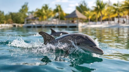 Fototapeta premium Generic Dolphin Playing View 9it2h2h Tropical Gourmet
