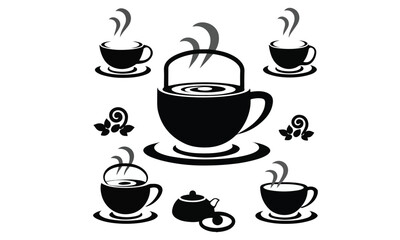 Tea and coffee cup set icon