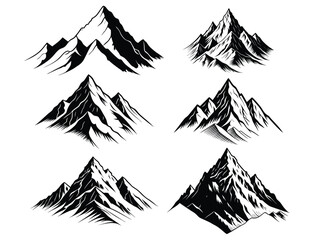 vector silhouettes of  Mountain with white background