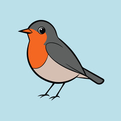 American Robin Vector Art Illustration | Colorful Robin Bird Design