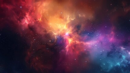 Obraz premium A colorful nebula in space, with stars and galaxies visible through the dust clouds, Generative AI illustrations.