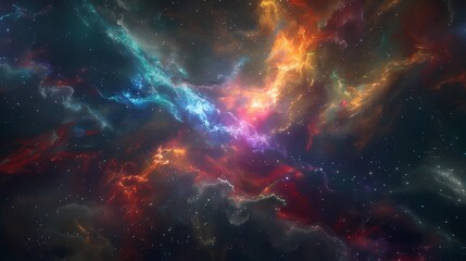 Fototapeta premium A colorful nebula in space, with stars and galaxies visible through the dust clouds, Generative AI illustrations.