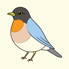 American Robin Vector Art Illustration | Colorful Robin Bird Design