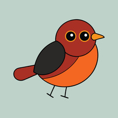 American Robin Vector Art Illustration | Colorful Robin Bird Design