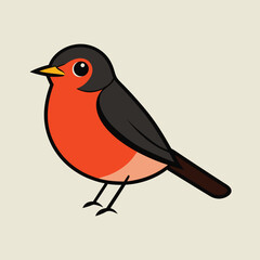 American Robin Vector Art Illustration | Colorful Robin Bird Design