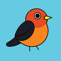 American Robin Vector Art Illustration | Colorful Robin Bird Design