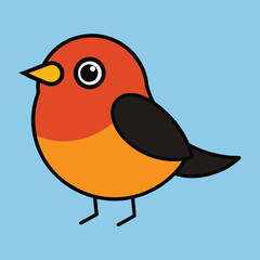 American Robin Vector Art Illustration | Colorful Robin Bird Design