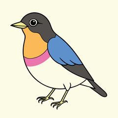 American Robin Vector Art Illustration | Colorful Robin Bird Design