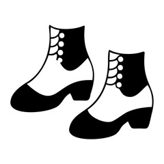 Irish dance shoes Black vector silhouette isolated on a transparent background