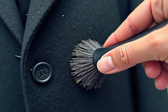 Cleaning lint brush removing dust black coat