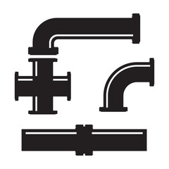 Pipes  plumbing  set vector icon logo