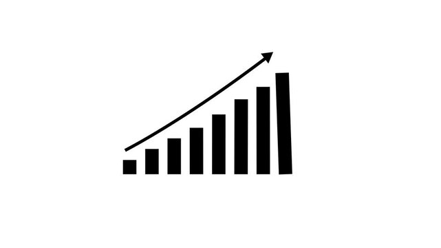 Business growth concept in graph chart showing marketing sales profit increasing to future target. business graph success animation arrow on black background. 