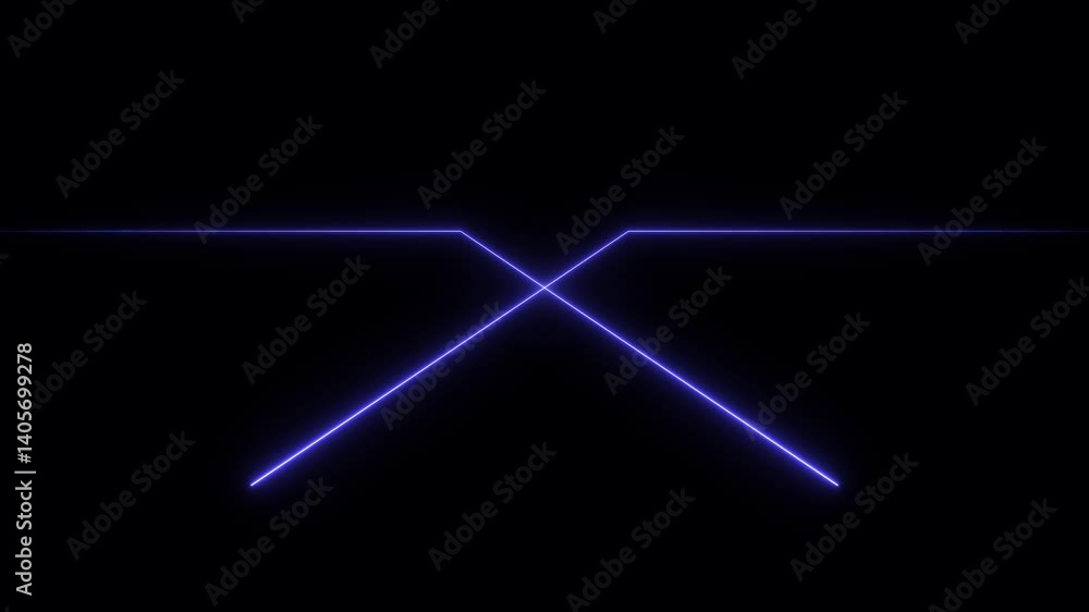 Poster a sleek neon line icon animates with smooth motion, glowing brightly as lines trace the shape, loopi