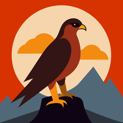 Vector art illustration of a hawk