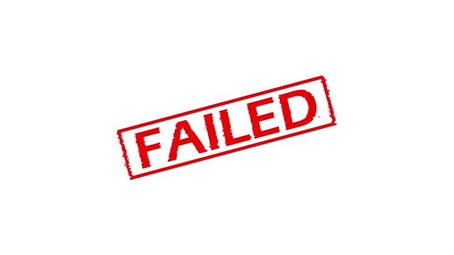 Failed text slide down. Animation of failed text. failed text sign. Reject and not accepted stamp design animation. failed square rubber seal stamp zooming in rectangle frame icon. failed word square