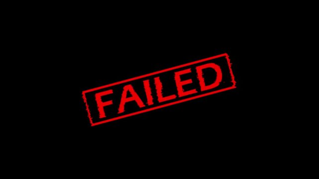 Failed text slide down. Animation of failed text. failed text sign. Reject and not accepted stamp design animation. failed square rubber seal stamp zooming in rectangle frame icon. failed word square