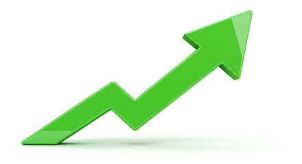 A vibrant green arrow soaring upward, symbolizing growth, success, and a bright future against a clean white backdrop.