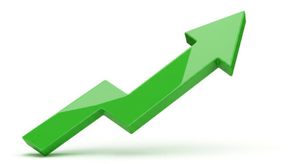 A vibrant green arrow soaring upward, symbolizing growth, progress, and success with a glossy, 3D design.
