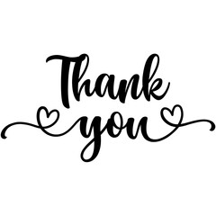 Thank you typography design on plain white transparent isolated background for card, shirt, hoodie, sweatshirt, apparel, tag, mug, icon, poster or badge