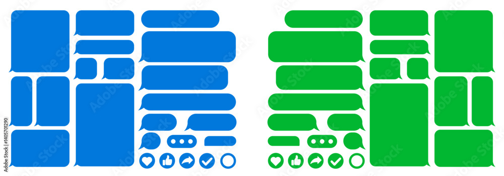 Poster chatting message smartphone template. message bubbles. blank sms text frame composer. chat set messa