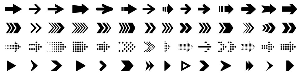 Arrow icon set, arrow cursor collection, different arrow signs, black arrows icons
