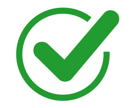 Green check mark icon, approval tick sign