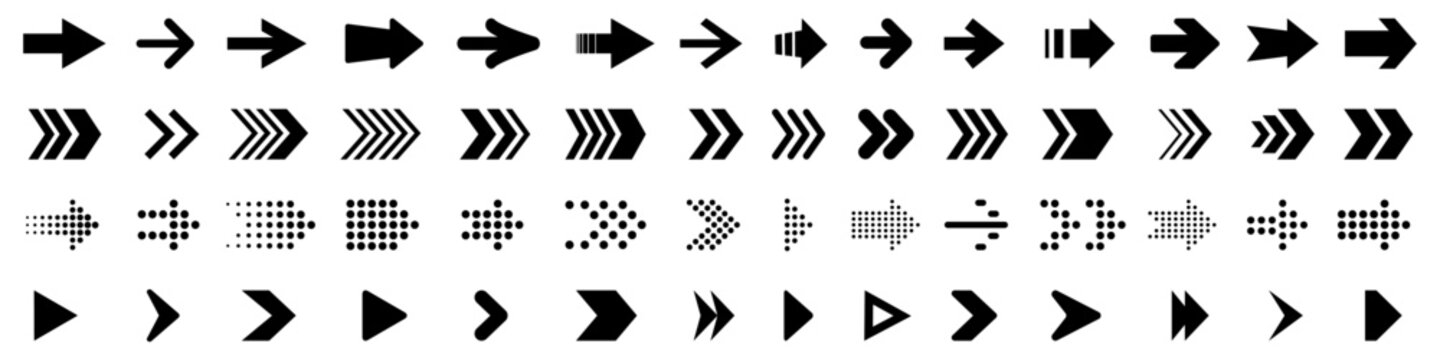 Arrow icon set, arrow cursor collection, different arrow signs, black arrows icons