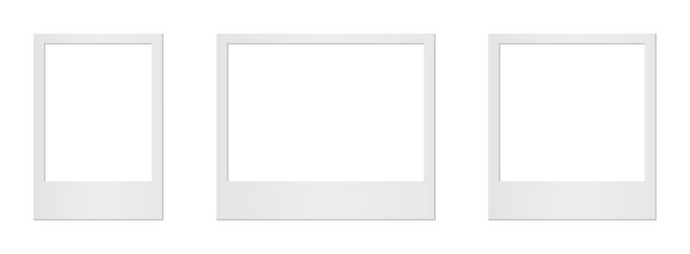 Empty white photo frame. Set realistic photo card frame mockup - vector for stock