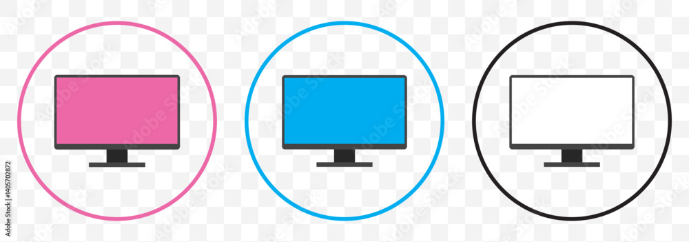 Poster monitor icon design vector template computer display isolated icon on transparent background. eps 10