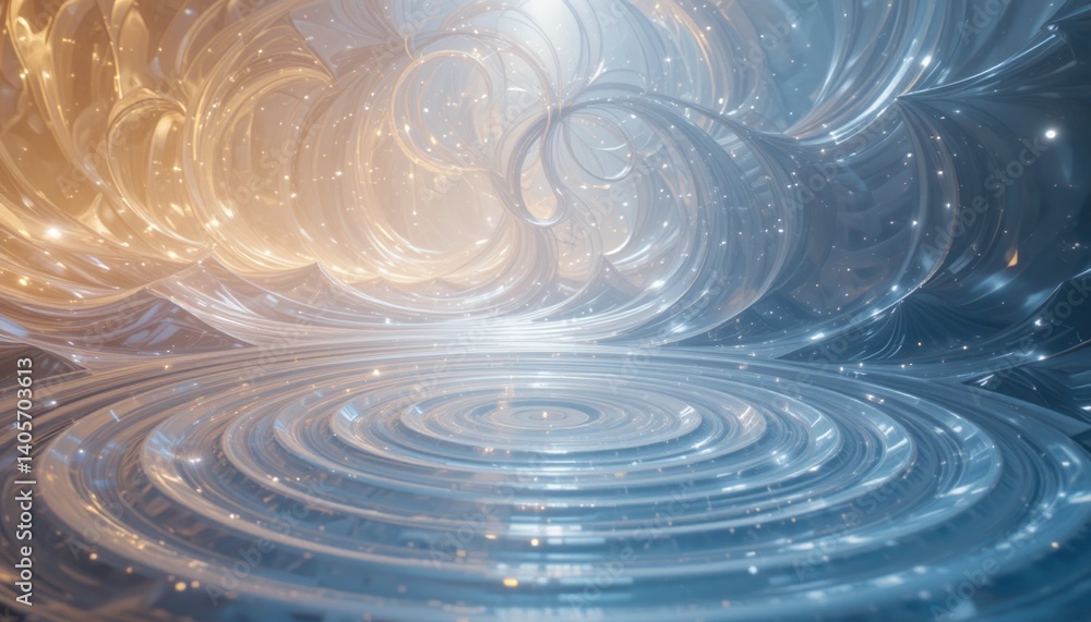 Poster dynamic flow of light and energy in an ethereal space abstract visualization digital art calm enviro