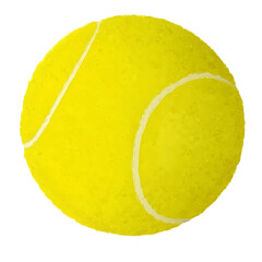 Isolated Realistic Yellow Tennis Ball Illustration with Green Texture for Sports Theme