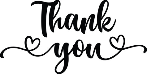 Thank you typography design on plain white transparent isolated background for card, shirt, hoodie, sweatshirt, apparel, tag, mug, icon, poster or badge © AllYearRoundDesigns