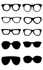Spectacles Silhouette Set – Vector Glasses Icons in Various Shapes for Design and Print Use