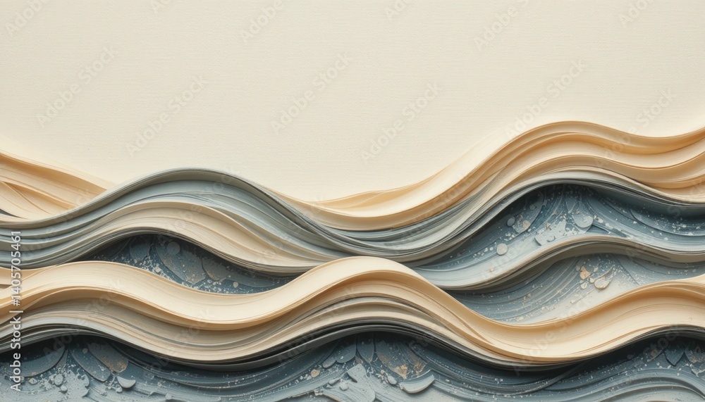 Poster artistic wave patterns in abstract design contemporary studio digital artwork minimalist environment