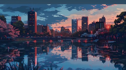 Obraz premium An art cityscape, beautiful scenery, Generative AI illustrations.