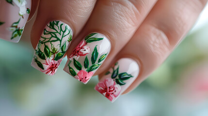 Close-Up of Creative Nail Art Design